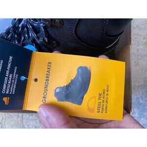 LARNMERN Groundbreaker Men's Steel Toe Work Boots Black Lace Up Size 7.5